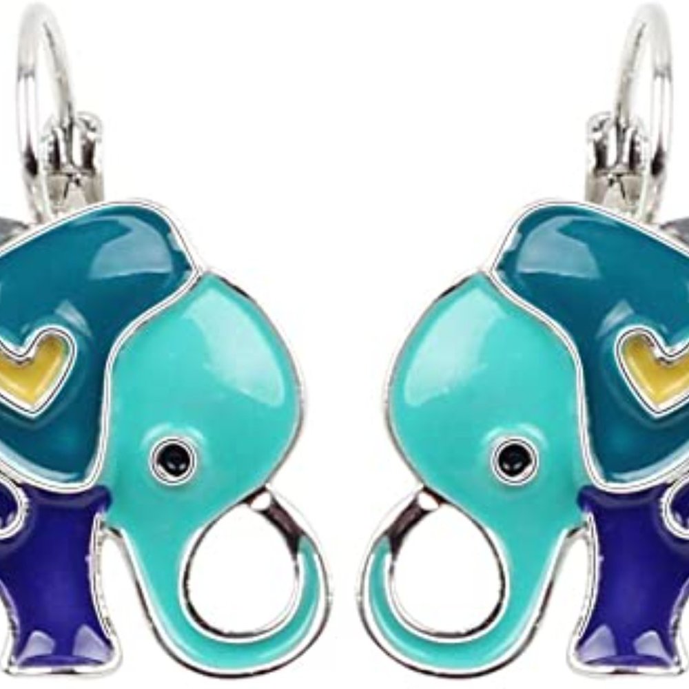 Jewelry Set: Enamel Alloy Cartoon Elephants - Picture 5 of 8